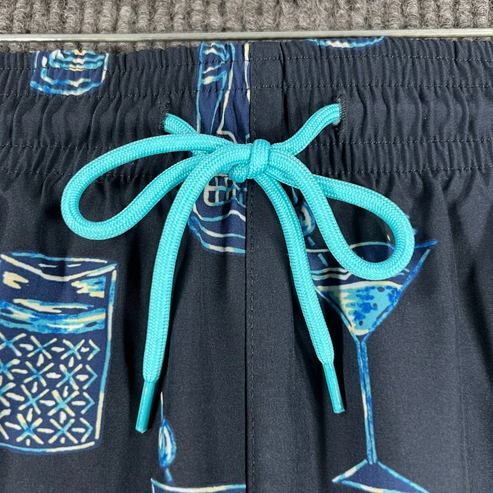 Caribbean‎ Swim Shorts Mens 4XB Big Blue Geometric Lined Ocean Beach Pool New
